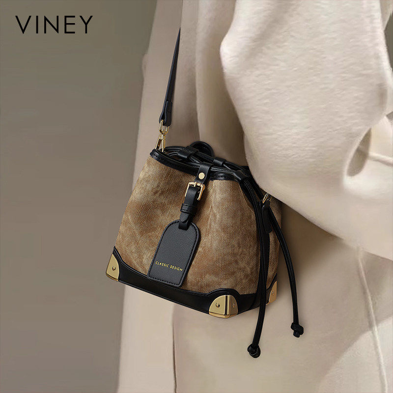 Viney水桶包包2025新款女包单肩小包轻奢小众通勤包高级感斜挎包