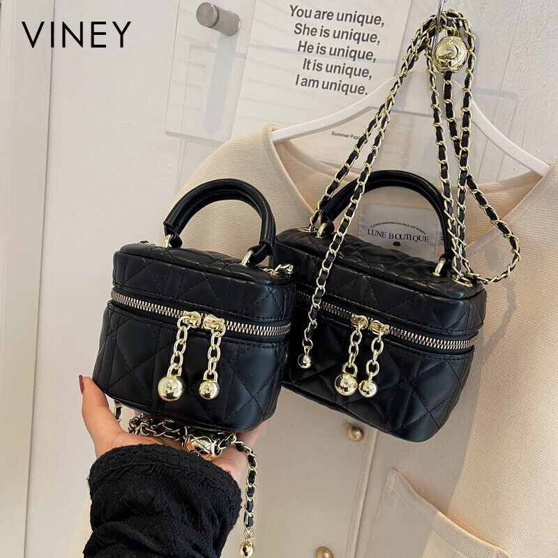 Viney斜挎包包女式2024新款秋冬小方包时尚女包链条高级感盒子包