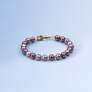 ANGEPERLE/天使之泪淡水珍珠“紫霞仙子”紫珠手链6.3-7.3mm