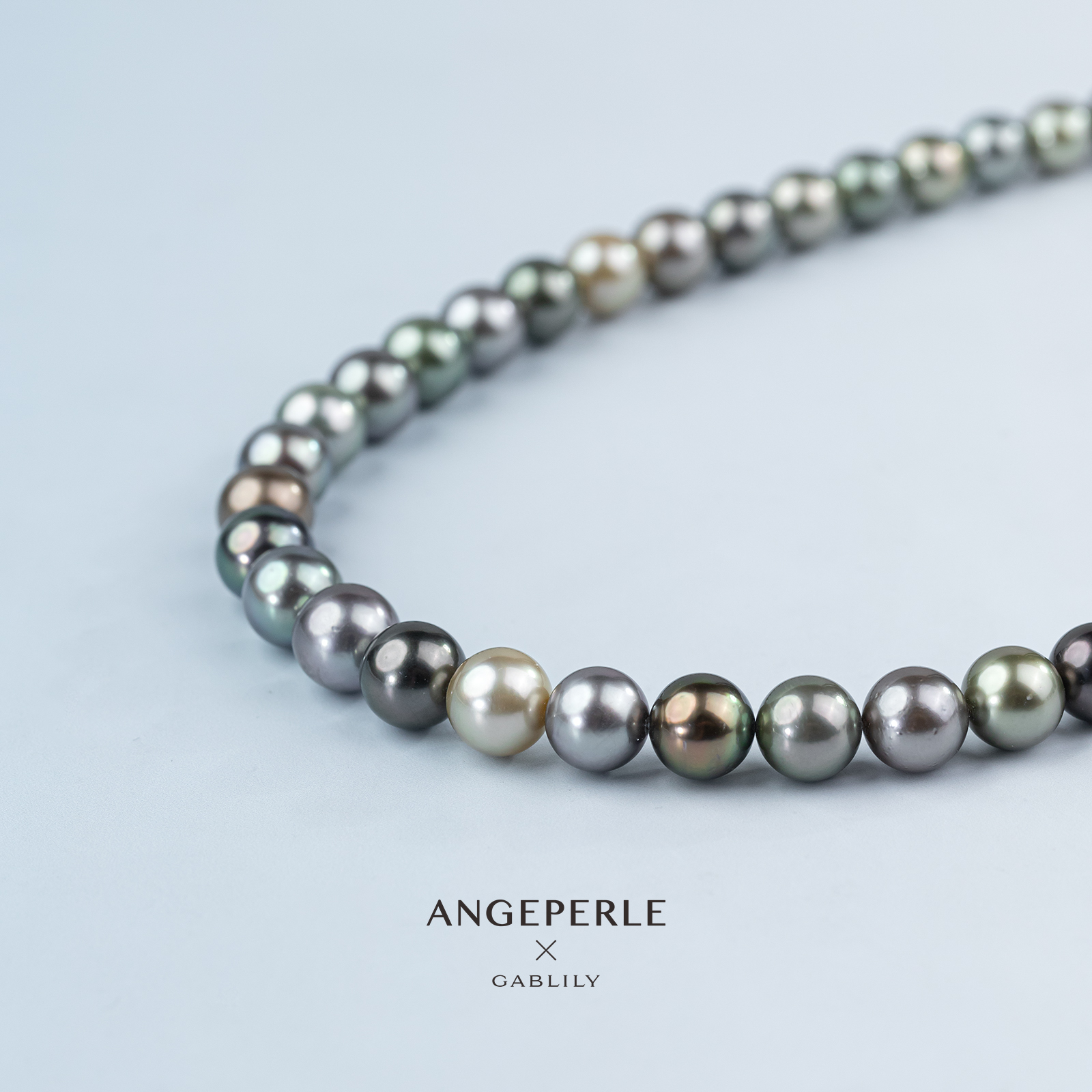 ANGEPERLE/天使之泪海水珍珠大溪地项链混彩莫兰迪14K金8-11mm