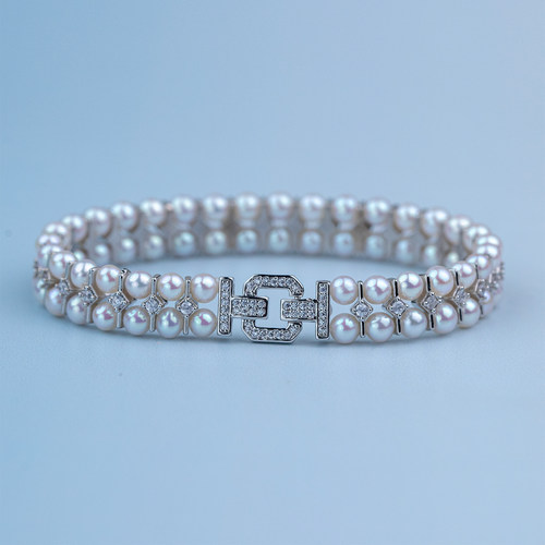 ANGEPERLE/天使之泪淡水珍珠双排时尚潮流手链4-5mm