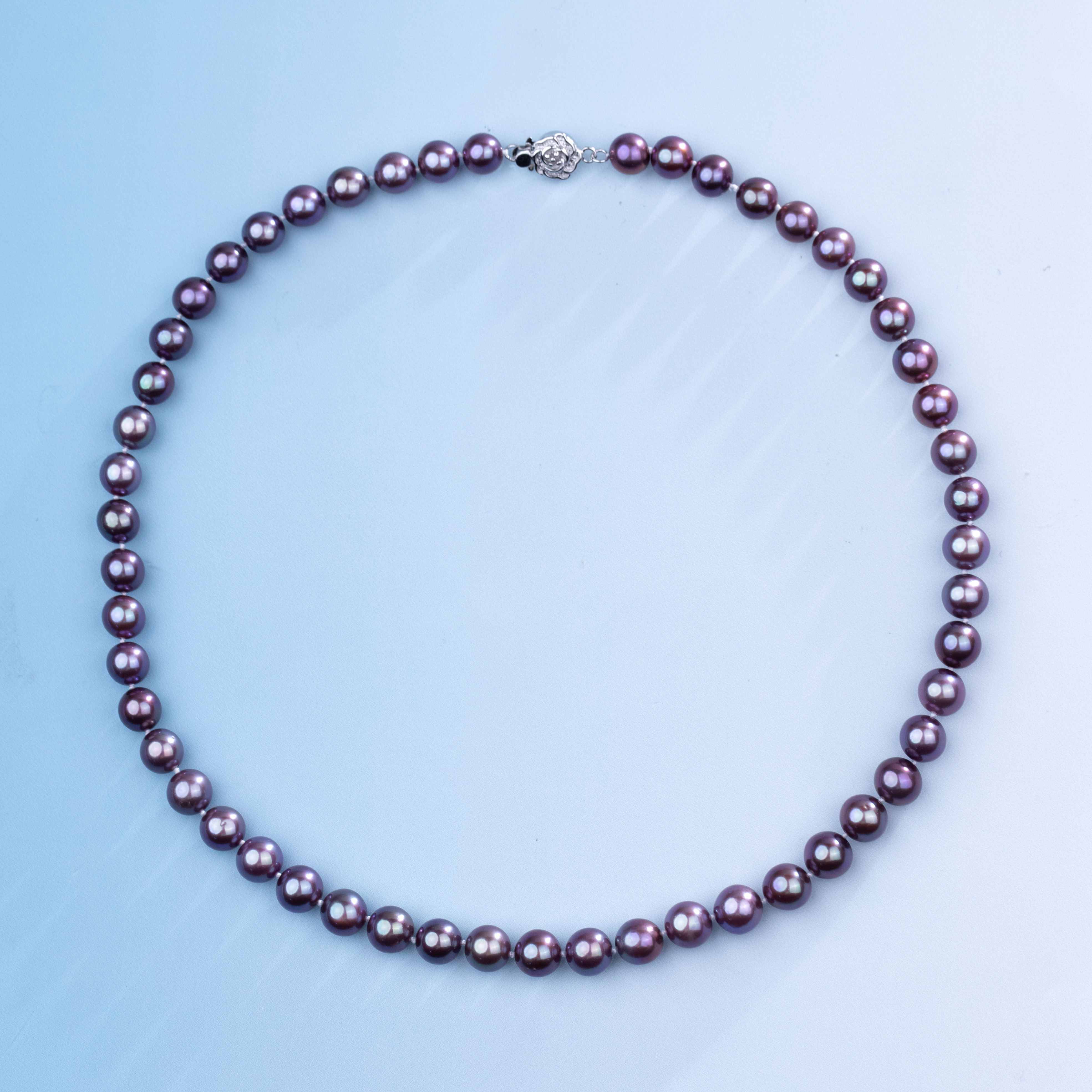 天使之泪淡水珍珠S925银紫珠满串项链7.3-8.3mmXYS