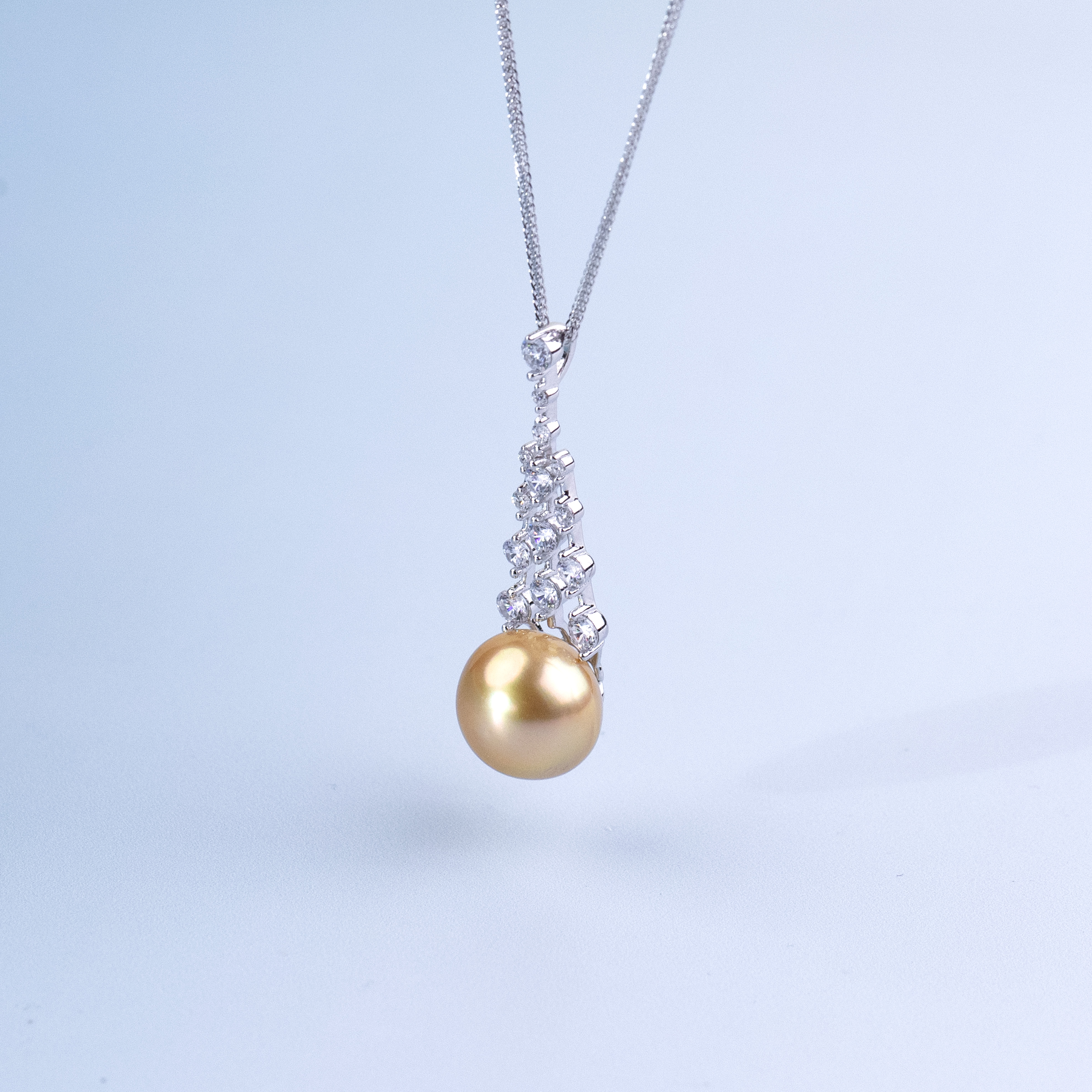 ANGEPERLE/天使之泪海水珍珠金珠吊坠送肖邦链S925银13-14mm