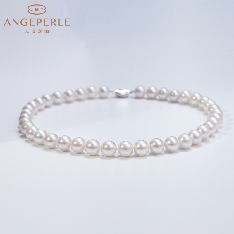 angeperle/天使之泪淡水珍珠精品s925珈白丽珍珠满串项链9-11mm