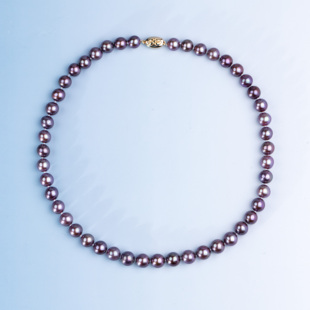 ANGEPERLE/天使之泪淡水珍珠“远山黛”紫珠项链8.3-9.3mm