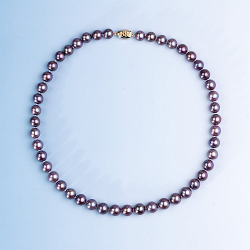 ANGEPERLE/天使之泪淡水珍珠“远山黛”紫珠项链8.3-9.3mm