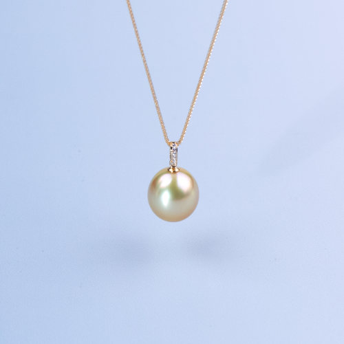 ANGEPERLE/天使之泪海水珍珠金珠吊坠-送50公分肖邦链12-13mm