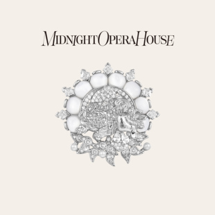 MOH年度金标系列银狮水晶贝母胸花莲花宴会高端胸针 朱珠共创