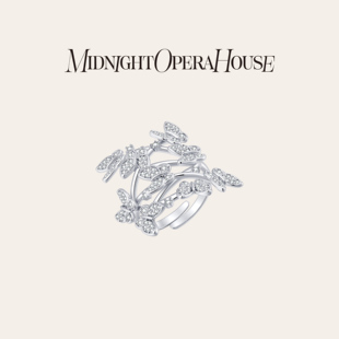 MOH动物絮语系列蝴蝶花丛镶钻指环优雅可调节缠绕戒指 春上新