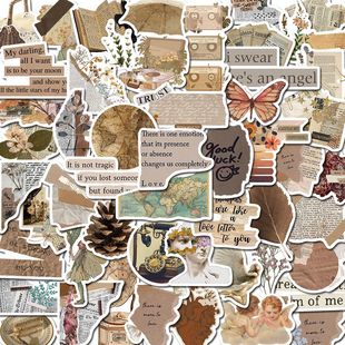 饰防水贴画 复旧报纸文艺复古贴纸ins行李箱手帐手机壳卡通可爱装