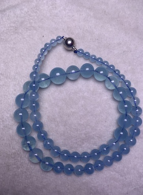 天然冰种海蓝宝塔链手链蓝色宝石蓝紫色水晶珠子手串女专用