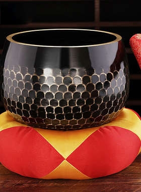 佛具台湾纯铜鱼鳞纹铜磬铜钵日式铜磬供佛磬佛堂摆件寺庙法器