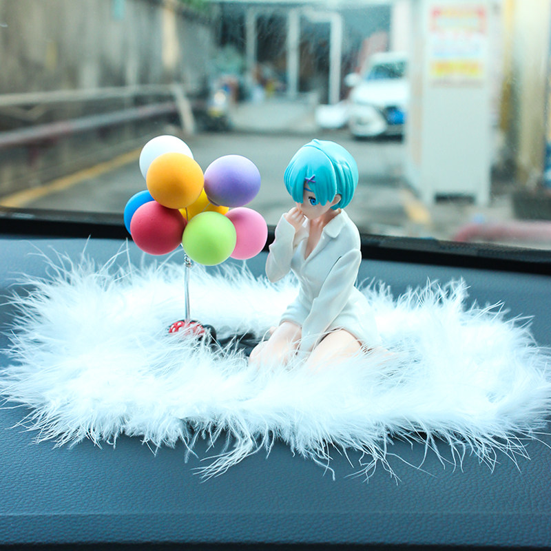 汽车摆件白衬衫蕾姆手办车载摆件坐姿动漫二次元车内饰香薰装饰品