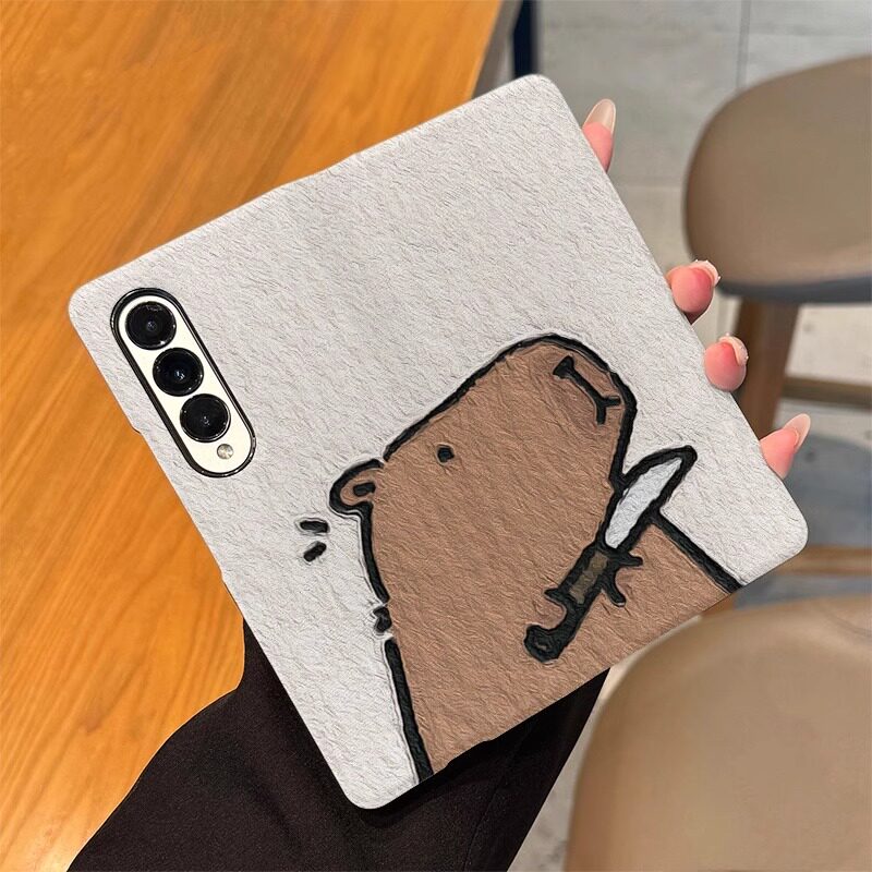 三星zfold6手机壳皮质刀刀水豚