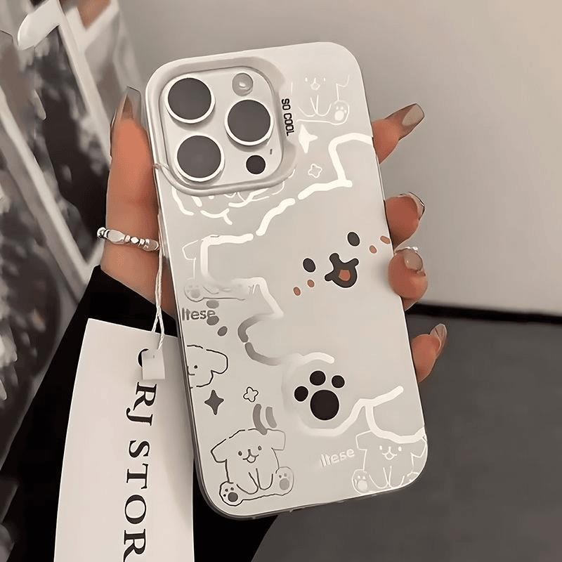 线条小狗适用苹果16promax手机壳iPhone14/13彩银iQOO1211华为pura70mate60小米15荣耀200OP红米vivox200s198