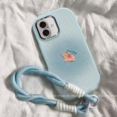 晕染小象适用苹果16e手机壳新款iPhone16promax简约15/14/13超火11/12小清新xs/xr可爱8/7plus少女高级保护套