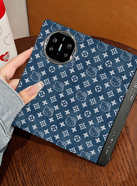 适用华为matex5手机壳新款皮套x3蓝色kt猫新折叠屏皮质保护套翻盖mateX5典藏版卡通轻奢时尚女高级感X3可爱潮