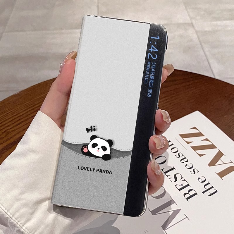 荣耀MagicV3手机壳皮质招呼熊猫