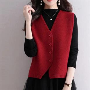 YDCCZG01新年红国风新中式女装马甲外穿背心秋冬款外穿毛衣外搭上