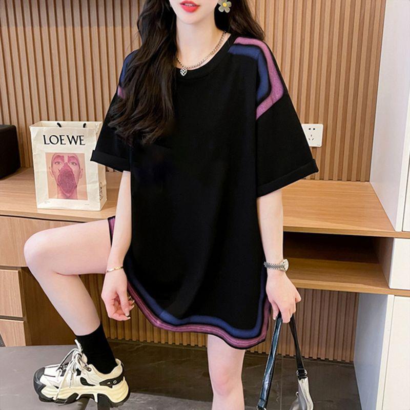 大码女装设计感棉短袖T恤女夏季新款韩版宽松百搭慵懒风上衣潮