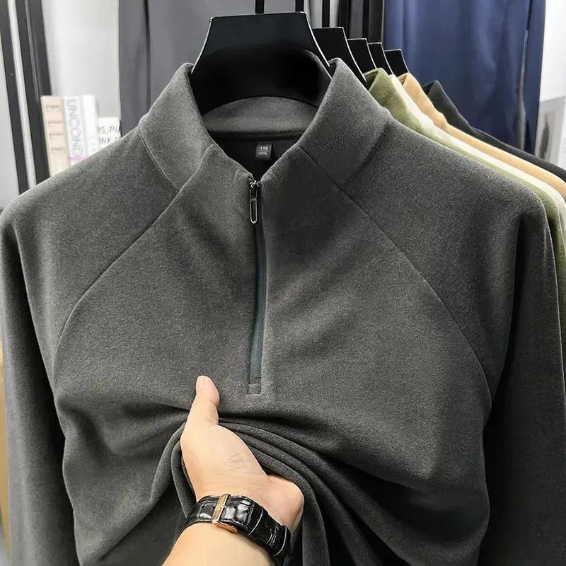 哈福路易轻奢男装秋冬Q美式男士拉链立领X卫衣时尚纯色双面德绒打