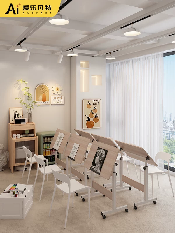 Painting art table foldable lift tutoring class small table designer engineering drawing workbench puzzle