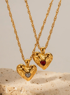 欧美INS风小众母亲节爱心项链合