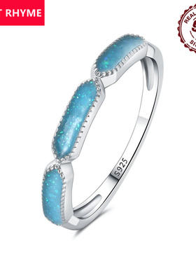 跨境现货批发S925纯银复古菱形蓝