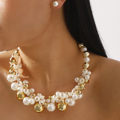 跨境创意精致华丽宴会仿珍珠短款