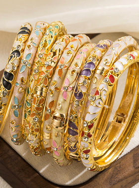 清新甜美彩色滴油手镯女气质复古