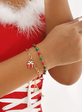 欧美跨境圣诞节系列滴油吊坠手链