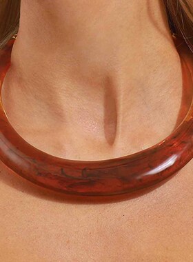 跨境秋冬色系晕染树脂项圈复古美