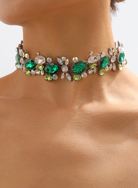 10971欧美跨境饰品夸张复古彩钻