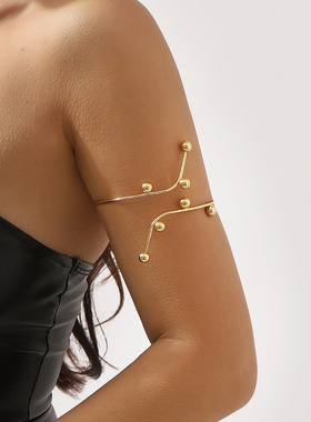 跨境欧美风重工金属圆珠臂环小众