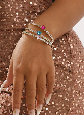 法式优雅婚礼季爱心水钻手链跨境