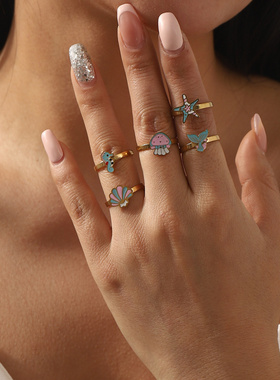 新款不锈钢戒指女甜美可爱滴油彩