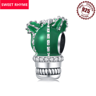 外贸批发S925纯银小众高级感仙人掌珠子串珠DIY手链饰品配件女