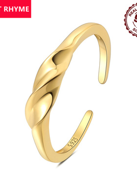 跨境现货S925纯银质感扭纹开口戒