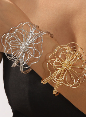 跨境时髦极简风镂空金属线条设计