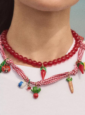 12621ZA辣椒串珠叠戴项链甜美清