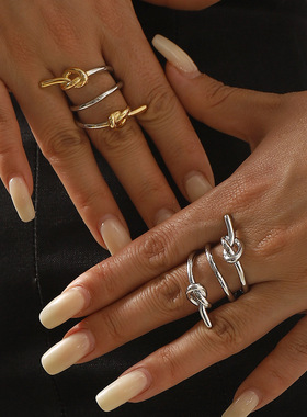 新款创意扭结戒指女小众设计可调