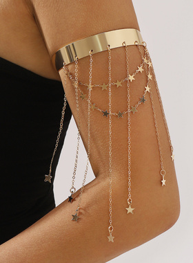 B3340复古五角星臂镯开口可调简