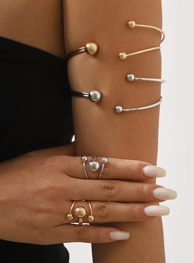 R0974欧美双层设计大小球臂环戒