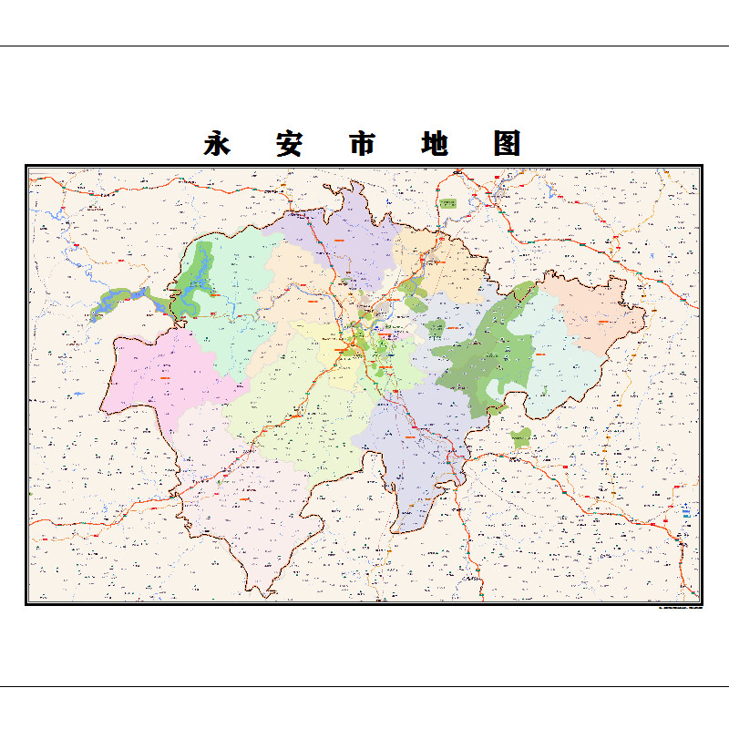 三明市永安市地图2023年行政区划市区主城区街道交通地图图片素材