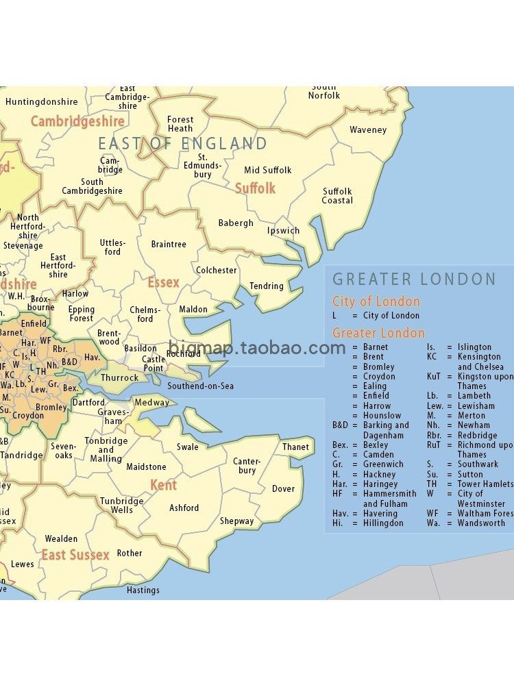 英国行政区划地图版 留学移民旅游公司区域划分贴图装饰画
