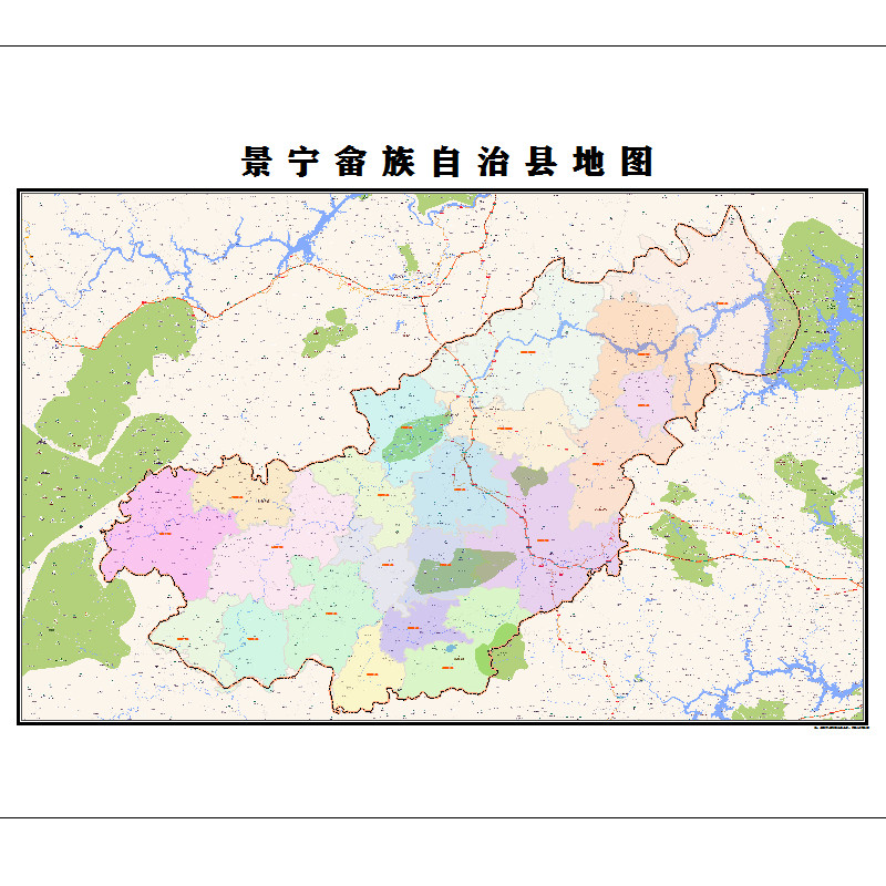 景宁畲族自治县地图2023年行政区划市区主城区街道交通地图图片