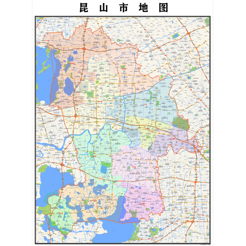 昆山市地图2023年行政区划市区主城区街道交通地图定制图片素材