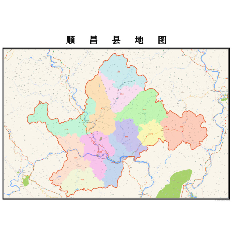 南平市顺昌县地图2023年行政区划市区主城区街道交通地图图片素材