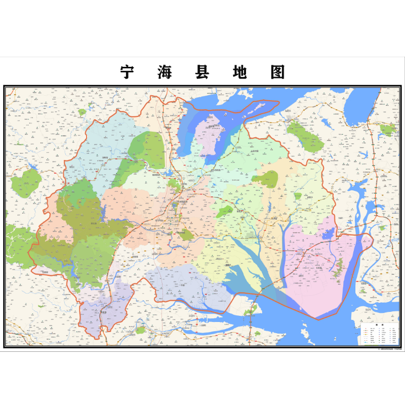 宁波市宁海县地图2025年行政区划市区主城区街道交通地图图片素材