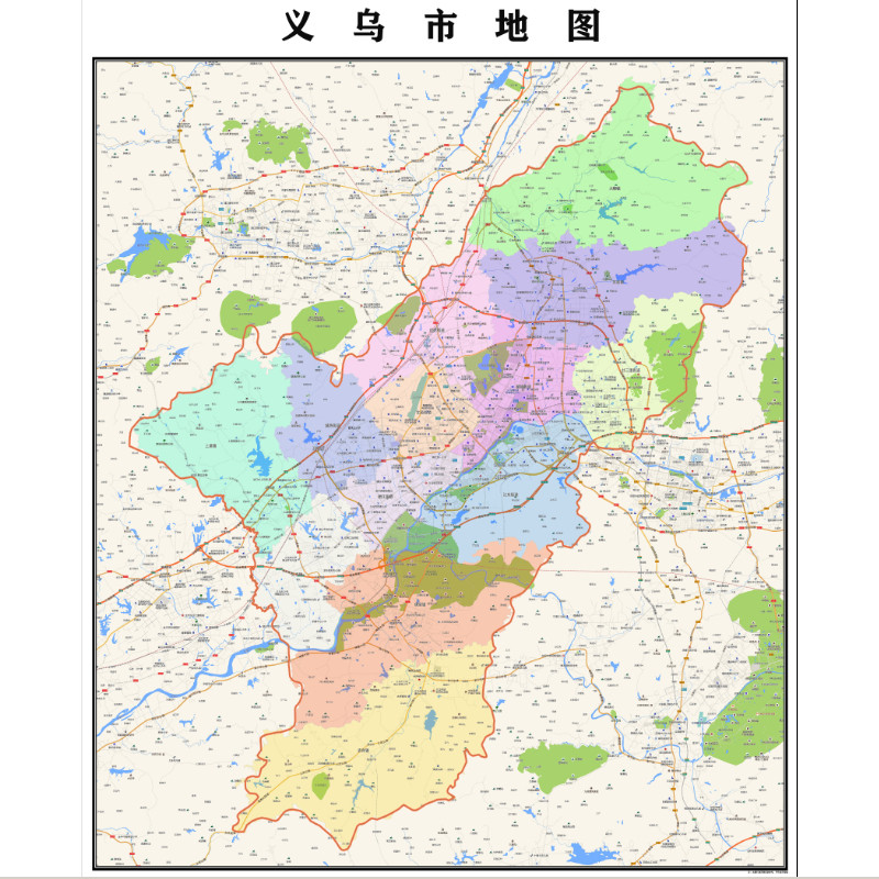 义乌市地图2023年行政区划市区主城区街道交通地图定制图片素材